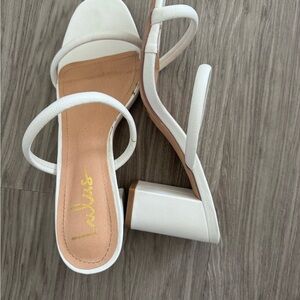 Lulu's Cream Block Heel Sandals